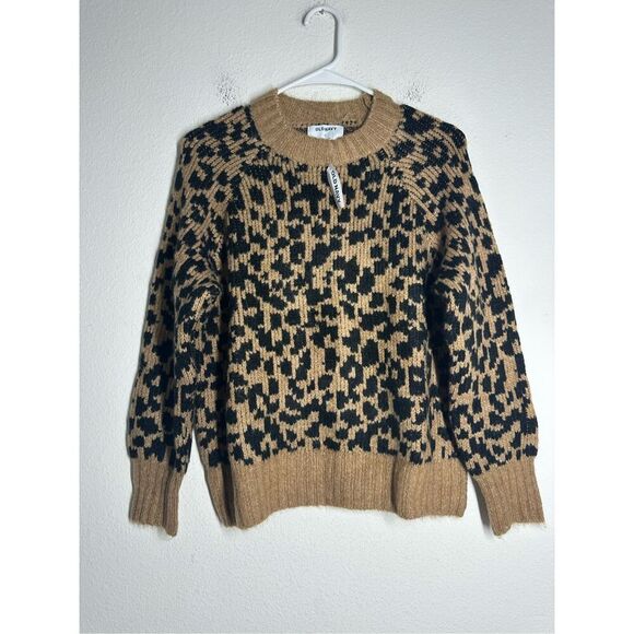 NWT Old Navy Women’s Leopard Print Crewneck Oversized Sweater Size XS - Picture 1 of 11